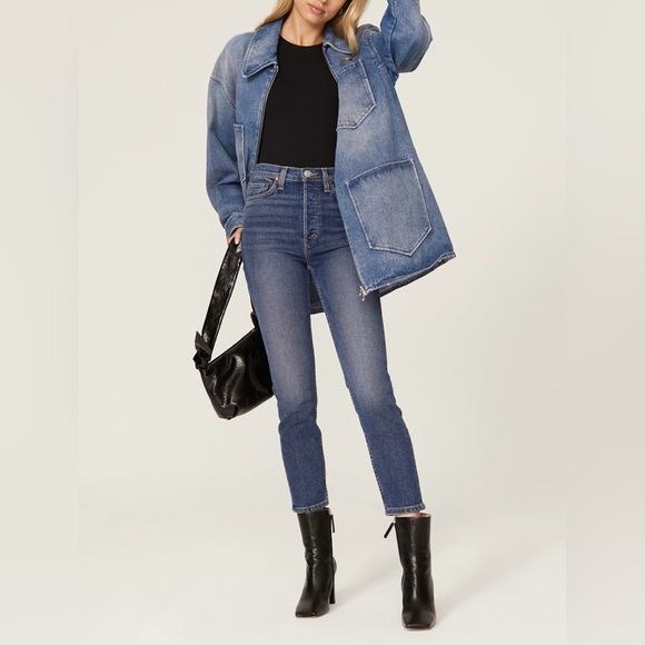 Re/Done Jeans Women’s 26 90s High Rise Ankle Crop Jean Cadet Indigo NWT - Picture 1 of 13